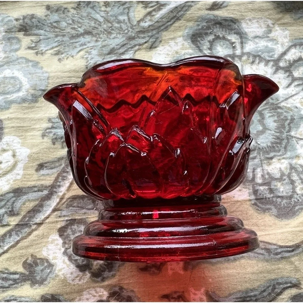 Brooke Crescent Amberina Red Ruby Diamond Pineapple Fairy Lamp BASE ONLY Vintage